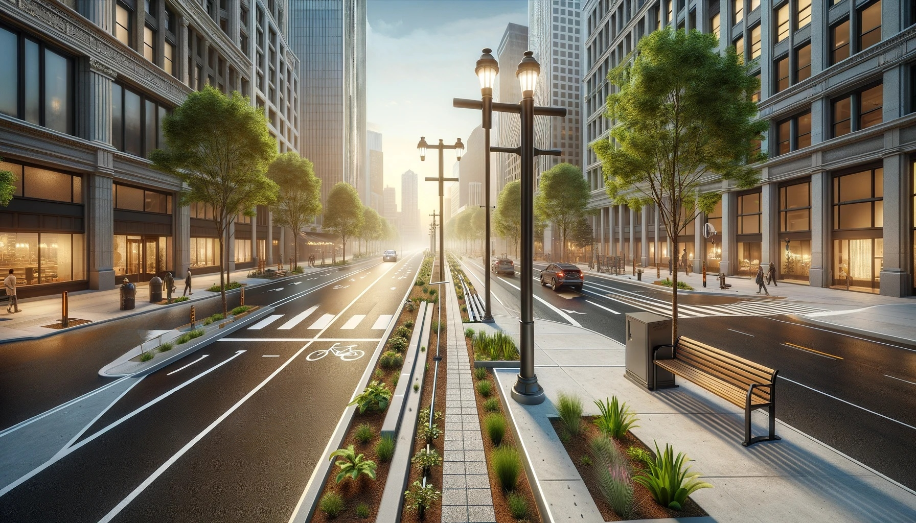 sidewalk improvements in an urban setting